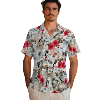 cincinnati bearcats hibiscus seaside white hawaiian shirts fashion forward