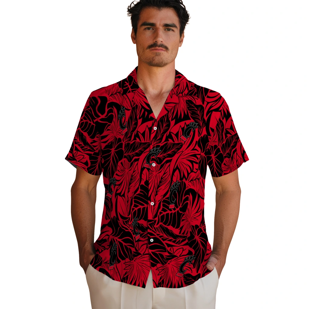Cincinnati Bearcats Hawaiian Shirt - Monstera Layer cincinnati bearcats monstera layer red hawaiian shirts fashion forward