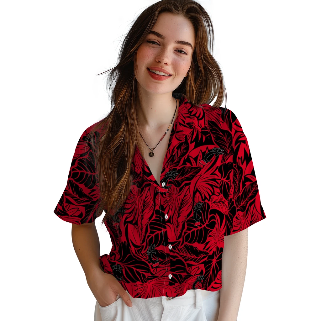Cincinnati Bearcats Hawaiian Shirt - Monstera Layer cincinnati bearcats monstera layer red hawaiian shirts latest model