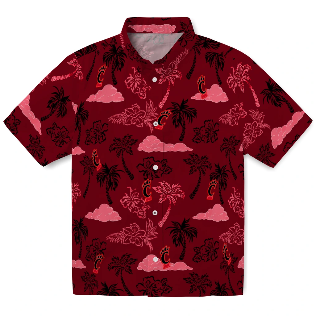 Cincinnati Bearcats Hawaiian Shirt - Palm And Clouds cincinnati bearcats palm and clouds red hawaiian shirts best selling