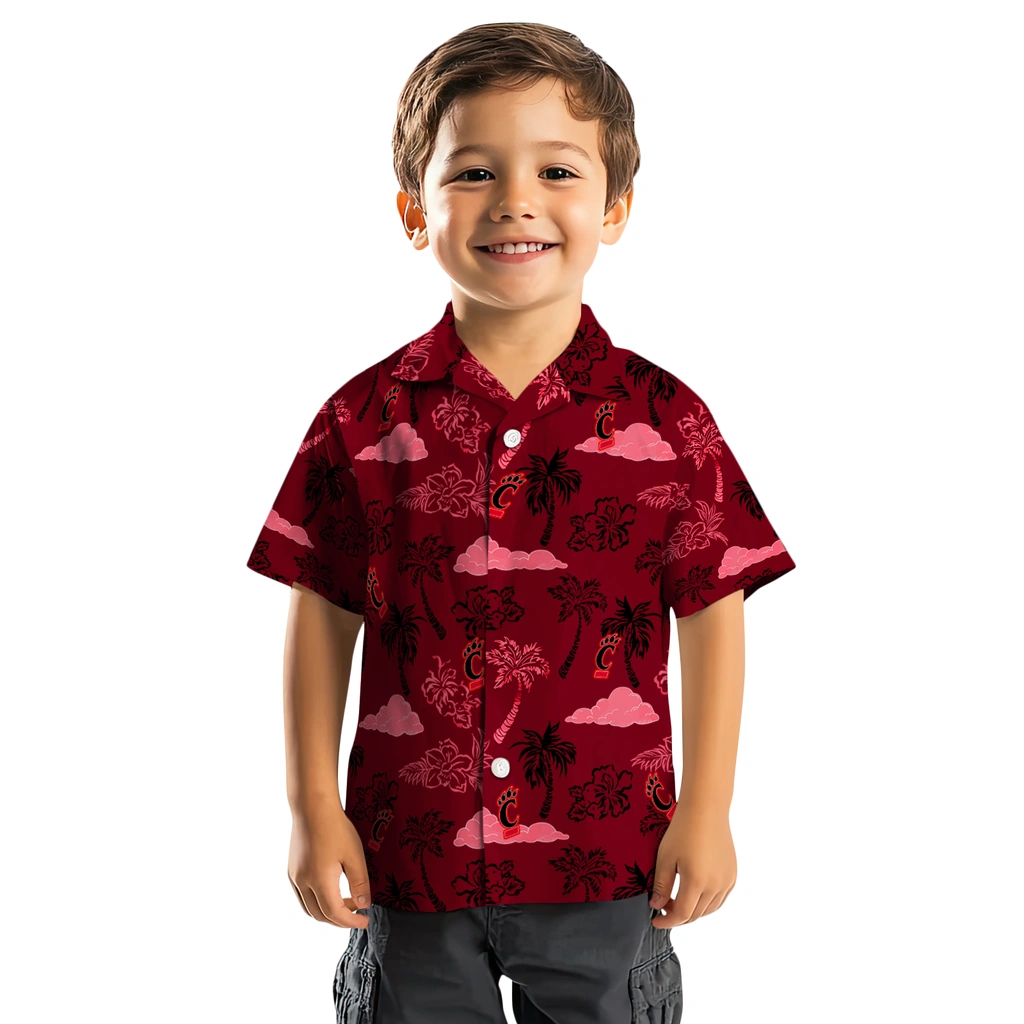 Cincinnati Bearcats Hawaiian Shirt - Palm And Clouds cincinnati bearcats palm and clouds red hawaiian shirts top rated