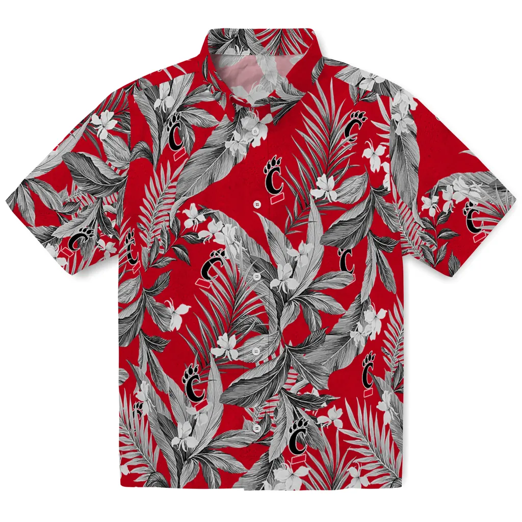 Cincinnati Bearcats Hawaiian Shirt - Palm Leaves cincinnati bearcats palm leaves red hawaiian shirts best selling
