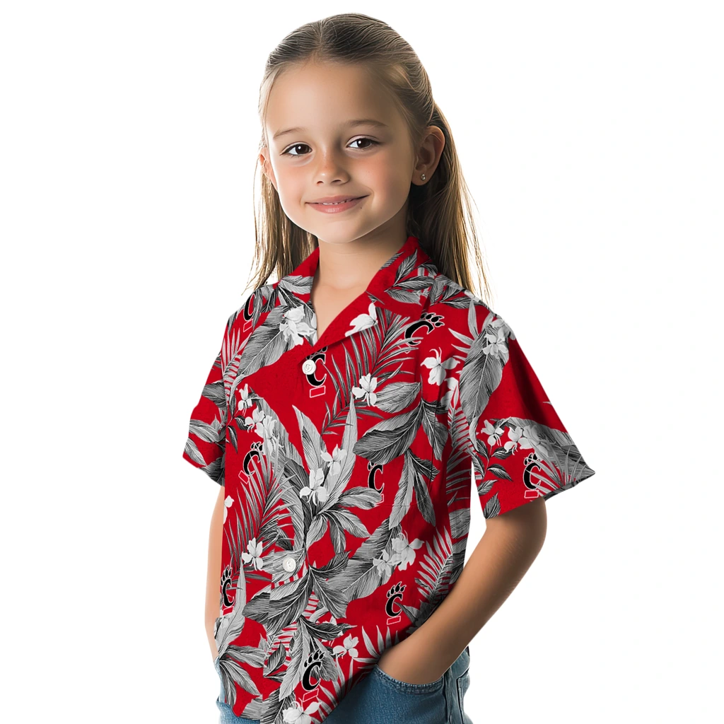 Cincinnati Bearcats Hawaiian Shirt - Palm Leaves cincinnati bearcats palm leaves red hawaiian shirts premium grade