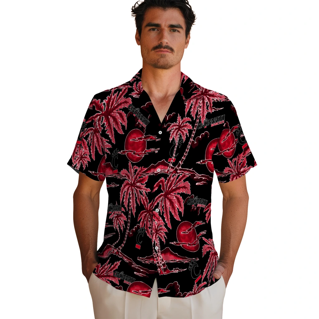 Cincinnati Bearcats Hawaiian Shirt - Palm Sunset cincinnati bearcats palm sunset hawaiian shirts fashion forward