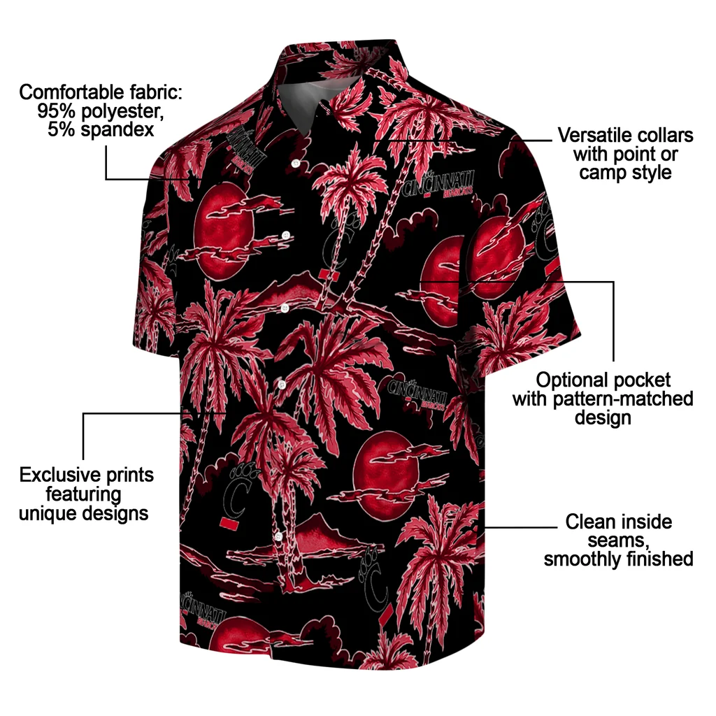 Cincinnati Bearcats Hawaiian Shirt - Palm Sunset cincinnati bearcats palm sunset hawaiian shirts new arrival