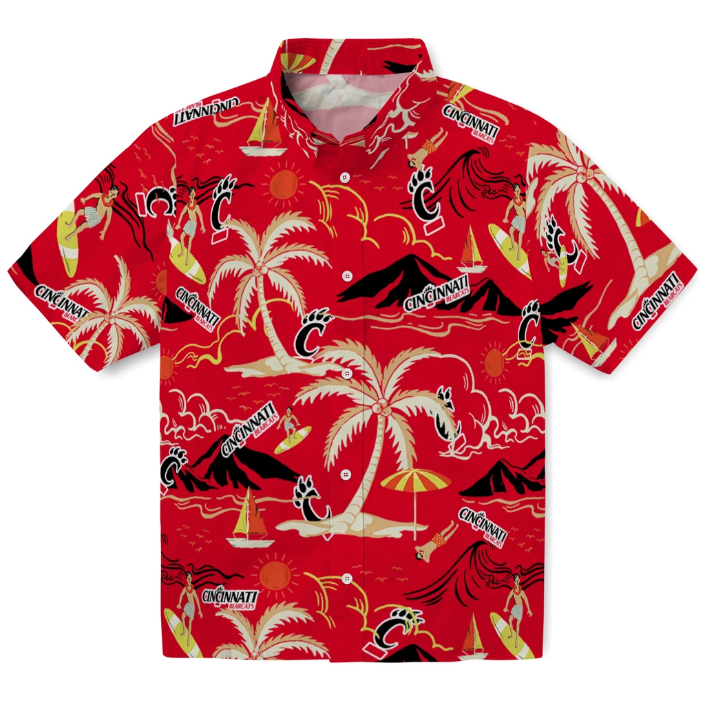 Cincinnati Bearcats Hawaiian Shirt - Palm Tree Island cincinnati bearcats palm tree island red hawaiian shirts best selling