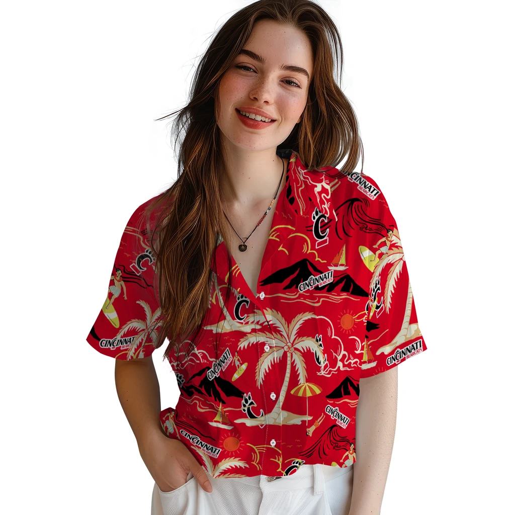 Cincinnati Bearcats Hawaiian Shirt - Palm Tree Island cincinnati bearcats palm tree island red hawaiian shirts latest model