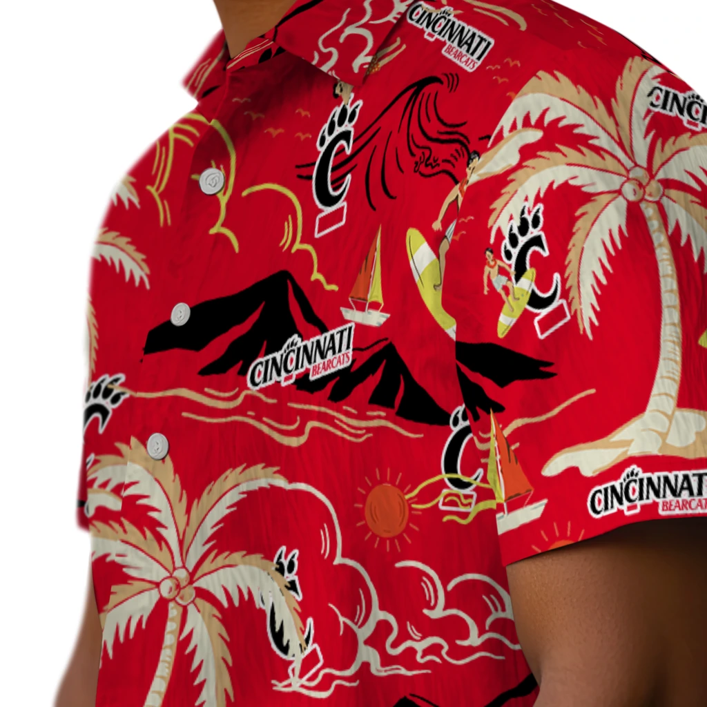 Cincinnati Bearcats Hawaiian Shirt - Palm Tree Island cincinnati bearcats palm tree island red hawaiian shirts trendy