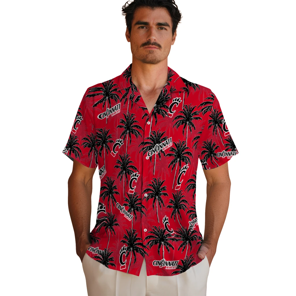 Cincinnati Bearcats Hawaiian Shirt - Palm Tree Motif cincinnati bearcats palm grove red hawaiian shirts fashion forward