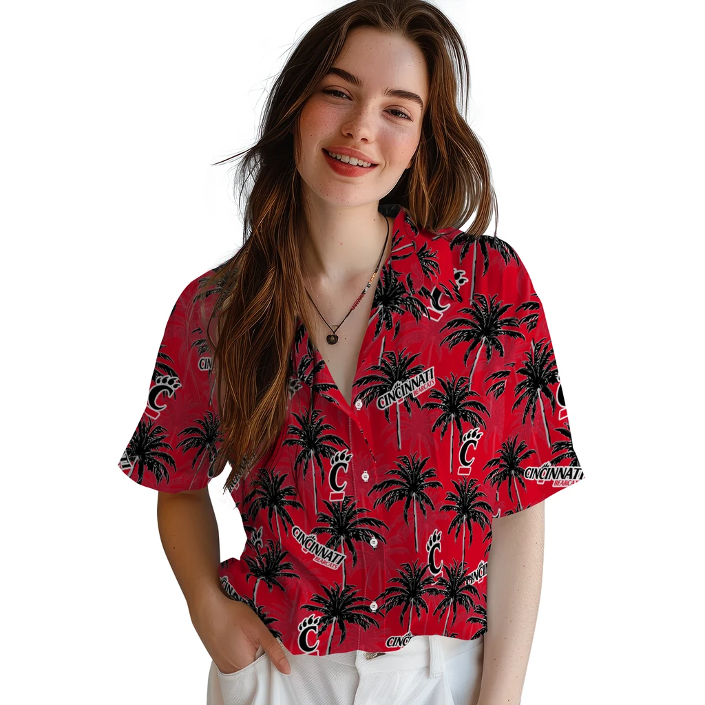 Cincinnati Bearcats Hawaiian Shirt - Palm Tree Motif cincinnati bearcats palm grove red hawaiian shirts latest model