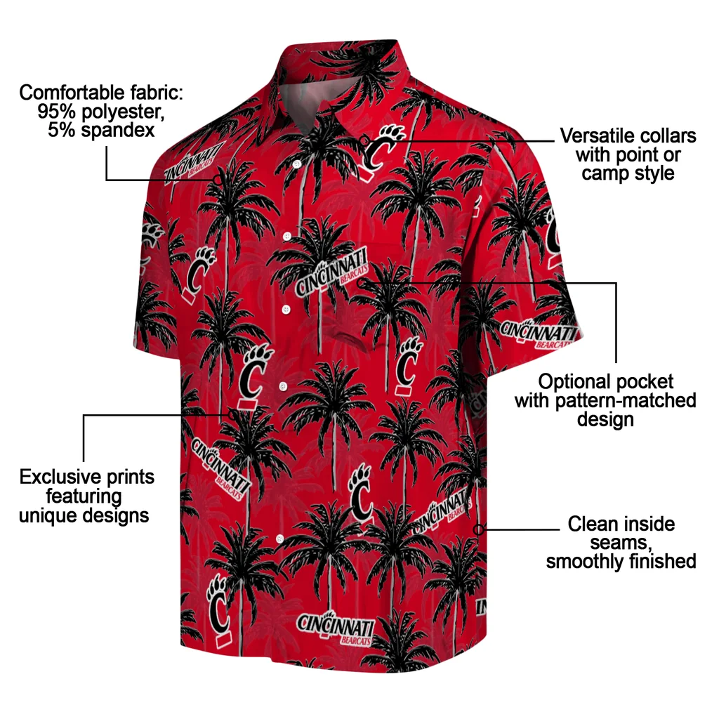 Cincinnati Bearcats Hawaiian Shirt - Palm Tree Motif cincinnati bearcats palm grove red hawaiian shirts new arrival