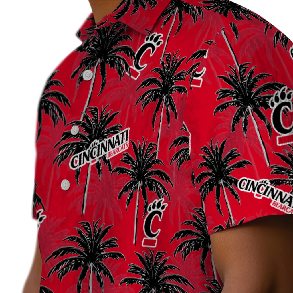 Cincinnati Bearcats Hawaiian Shirt - Palm Tree Motif cincinnati bearcats palm grove red hawaiian shirts trendy
