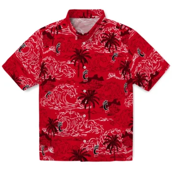 cincinnati bearcats wave palm red hawaiian shirts best selling