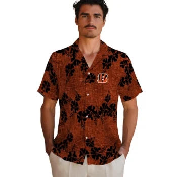 cincinnati bengals hibiscus petals orange hawaiian shirts fashion forward