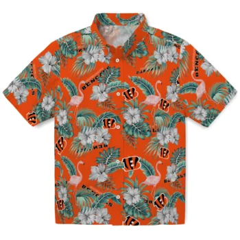 cincinnati bengals flamingo palms orange hawaiian shirts best selling