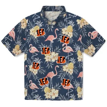 cincinnati bengals flamingo hibiscus navy hawaiian shirts best selling