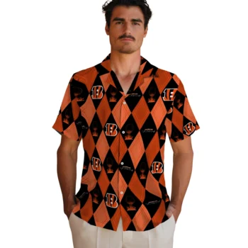 cincinnati bengals balloon plaid orange hawaiian shirts fashion forward