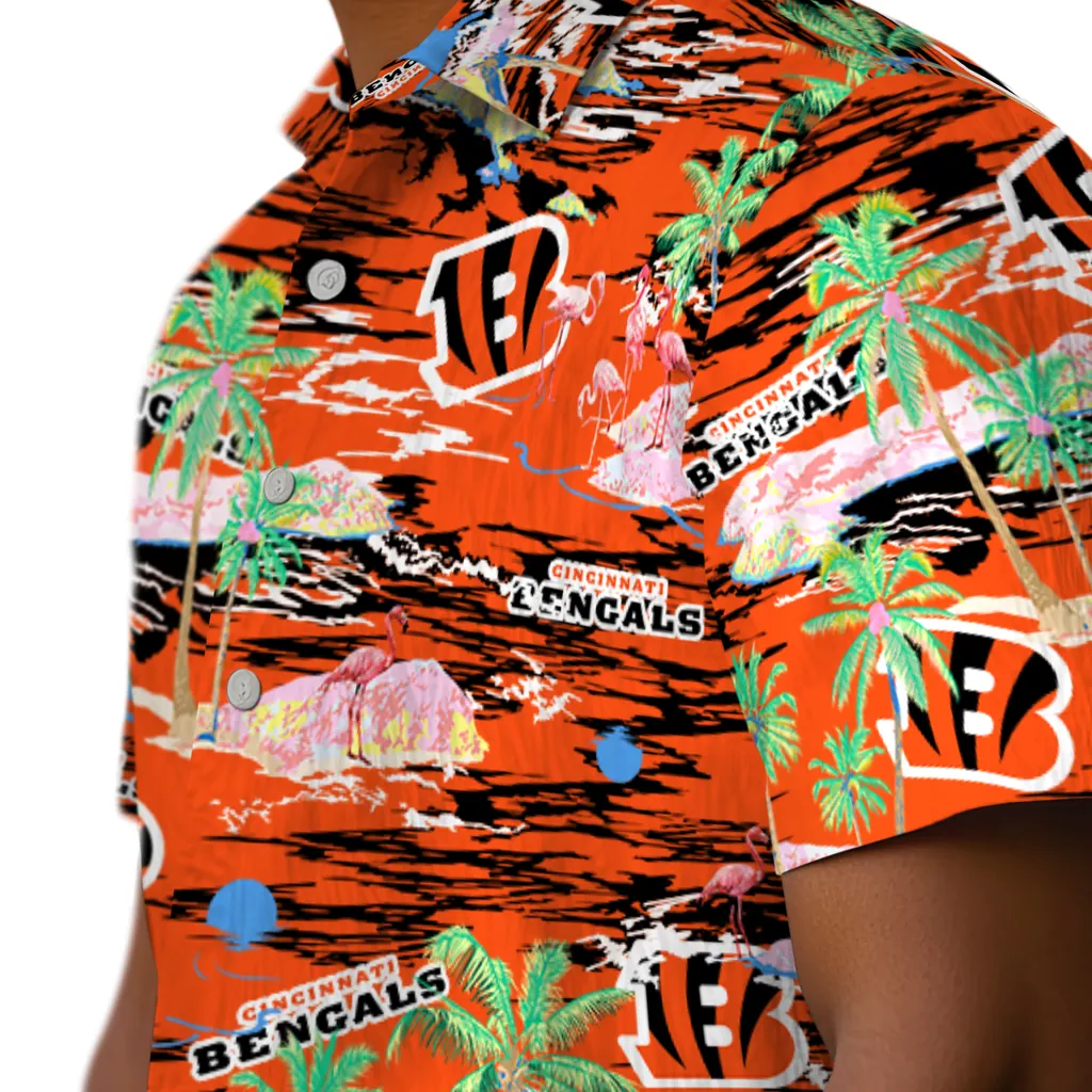 Cincinnati Bengals Hawaiian Shirt - Hawaii Island cincinnati bengals flamingo retreat orange hawaiian shirts trendy