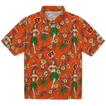 cincinnati bengals hawaiian girls design orange hawaiian shirts best selling