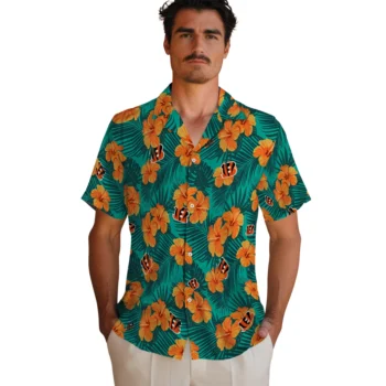 cincinnati bengals hibiscus escape green hawaiian shirts fashion forward