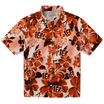 cincinnati bengals hibiscus arrangement orange hawaiian shirts best selling