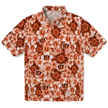 cincinnati bengals hibiscus blooms orange hawaiian shirts best selling