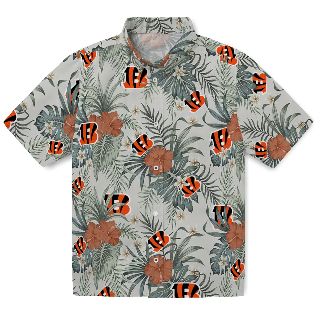 Cincinnati Bengals Hawaiian Shirt - Hibiscus Designs cincinnati bengals hibiscus designs beige hawaiian shirts best selling