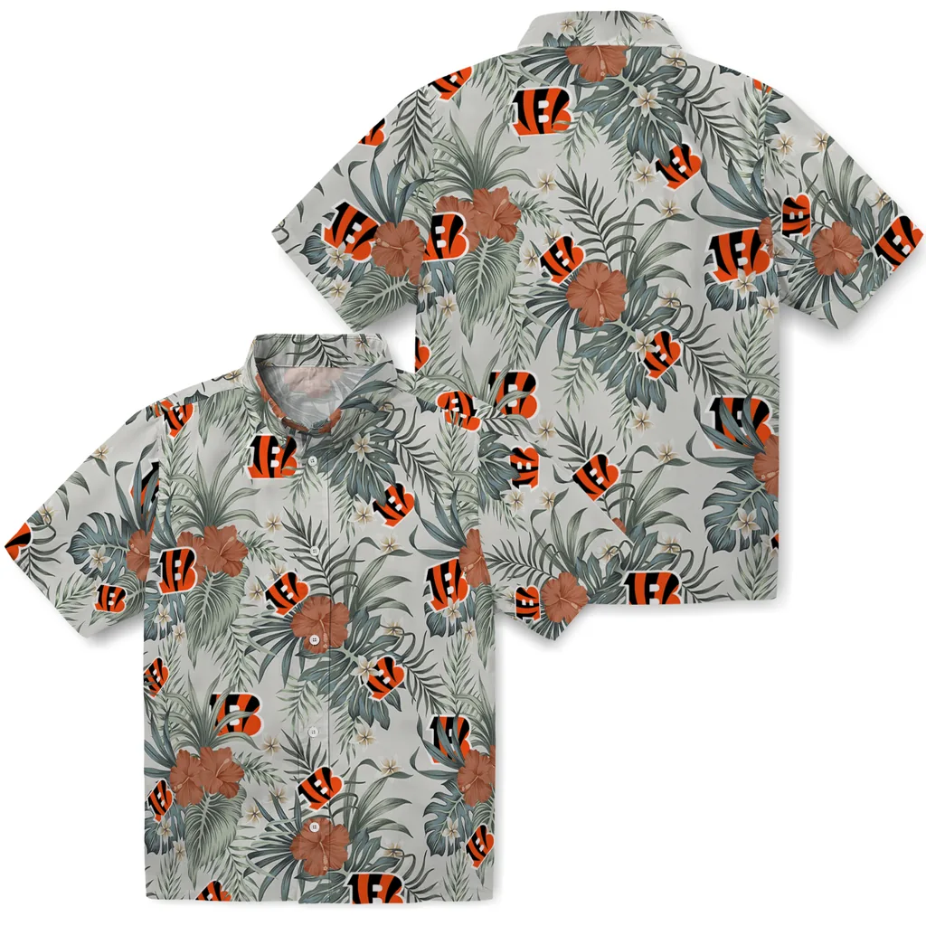 Cincinnati Bengals Hawaiian Shirt - Hibiscus Designs cincinnati bengals hibiscus designs beige hawaiian shirts high quality