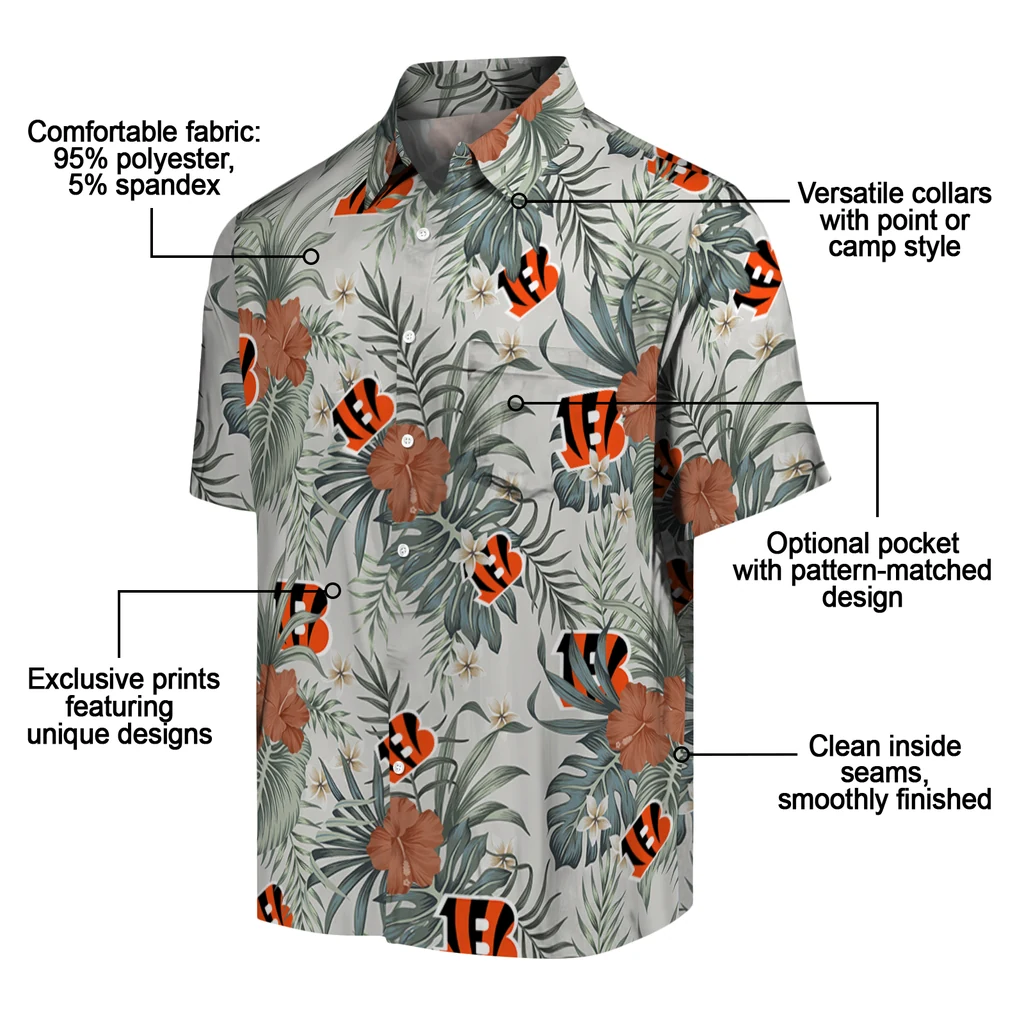 Cincinnati Bengals Hawaiian Shirt - Hibiscus Designs cincinnati bengals hibiscus designs beige hawaiian shirts new arrival
