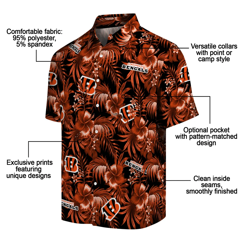Cincinnati Bengals Hawaiian Shirt - Hibiscus Exotic cincinnati bengals hibiscus exotic orange hawaiian shirts new arrival