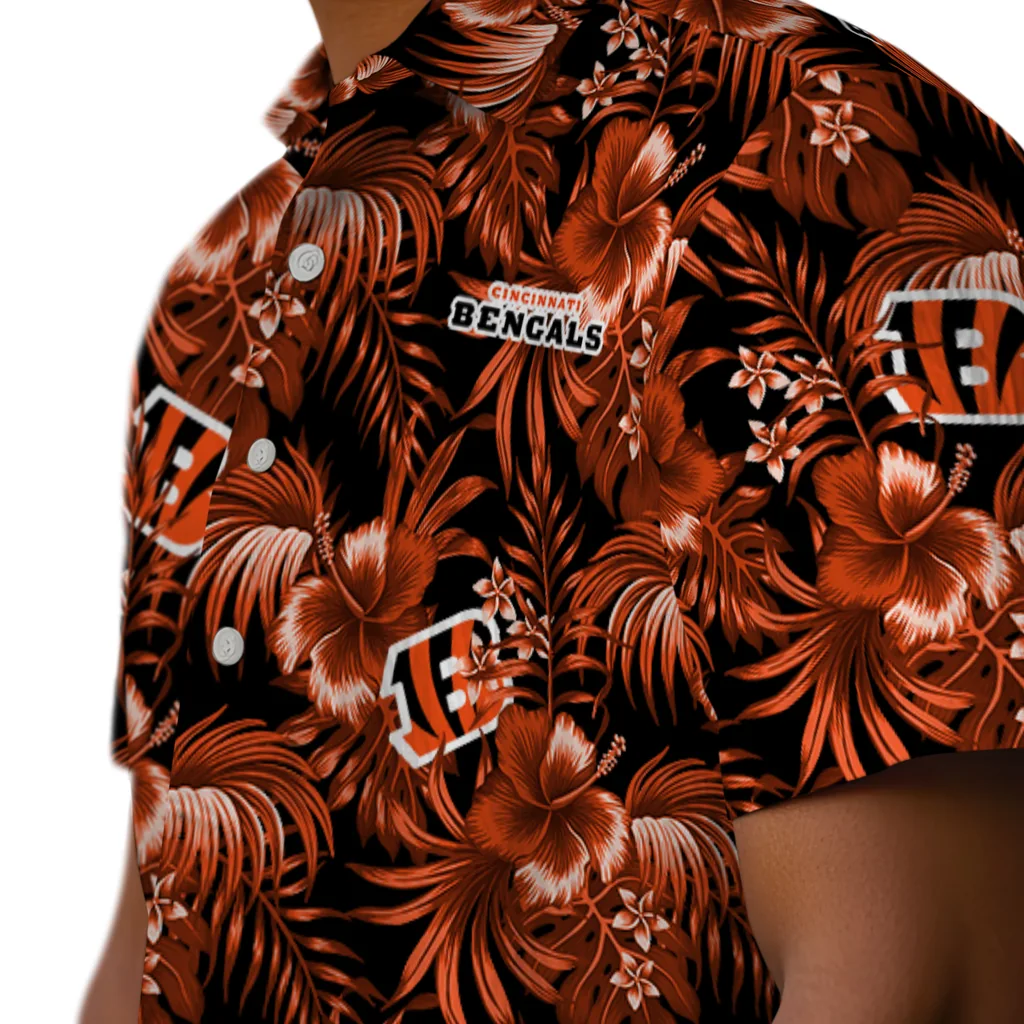 Cincinnati Bengals Hawaiian Shirt - Hibiscus Exotic cincinnati bengals hibiscus exotic orange hawaiian shirts trendy