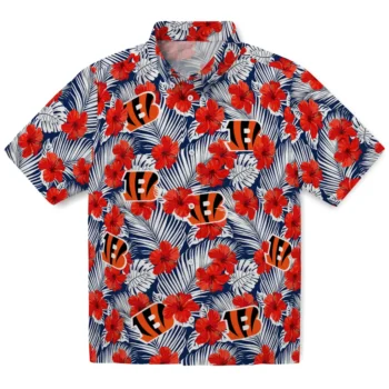 cincinnati bengals hibiscus fiesta red royal blue hawaiian shirts best selling