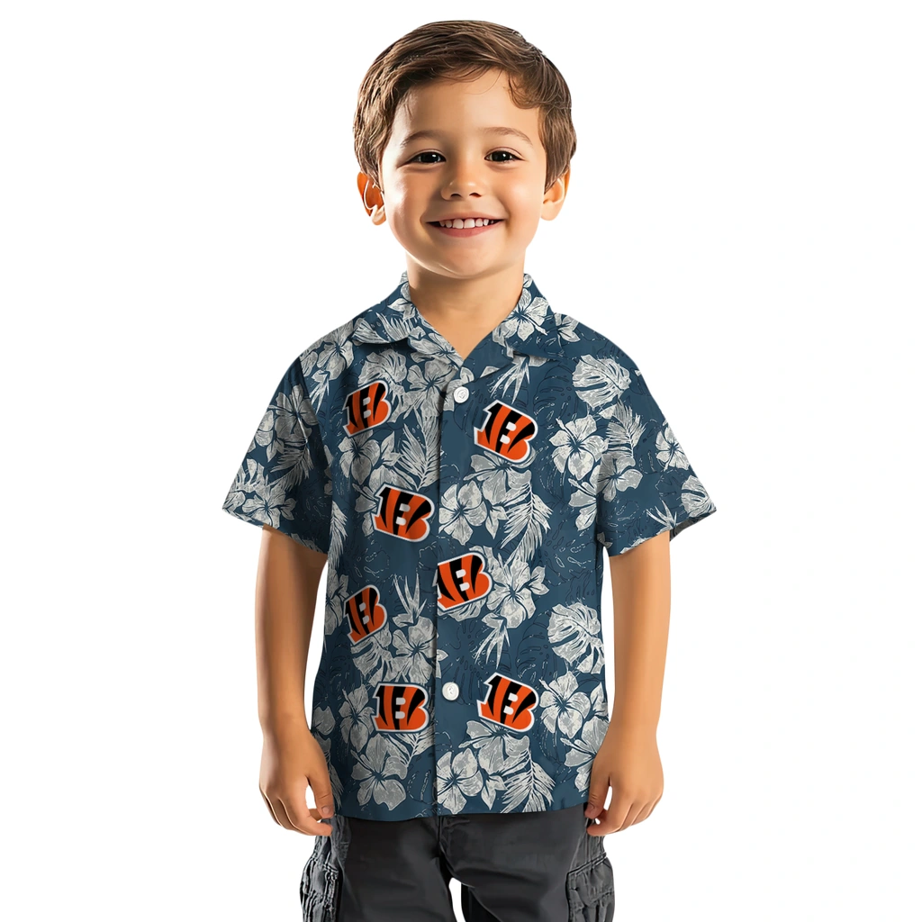 Cincinnati Bengals Hawaiian Shirt - Hibiscus Flowers cincinnati bengals hibiscus flowers navy blue hawaiian shirts top rated