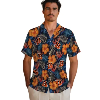 cincinnati bengals hibiscus foliage hawaiian shirts fashion forward