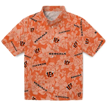cincinnati bengals hibiscus oasis orange hawaiian shirts best selling