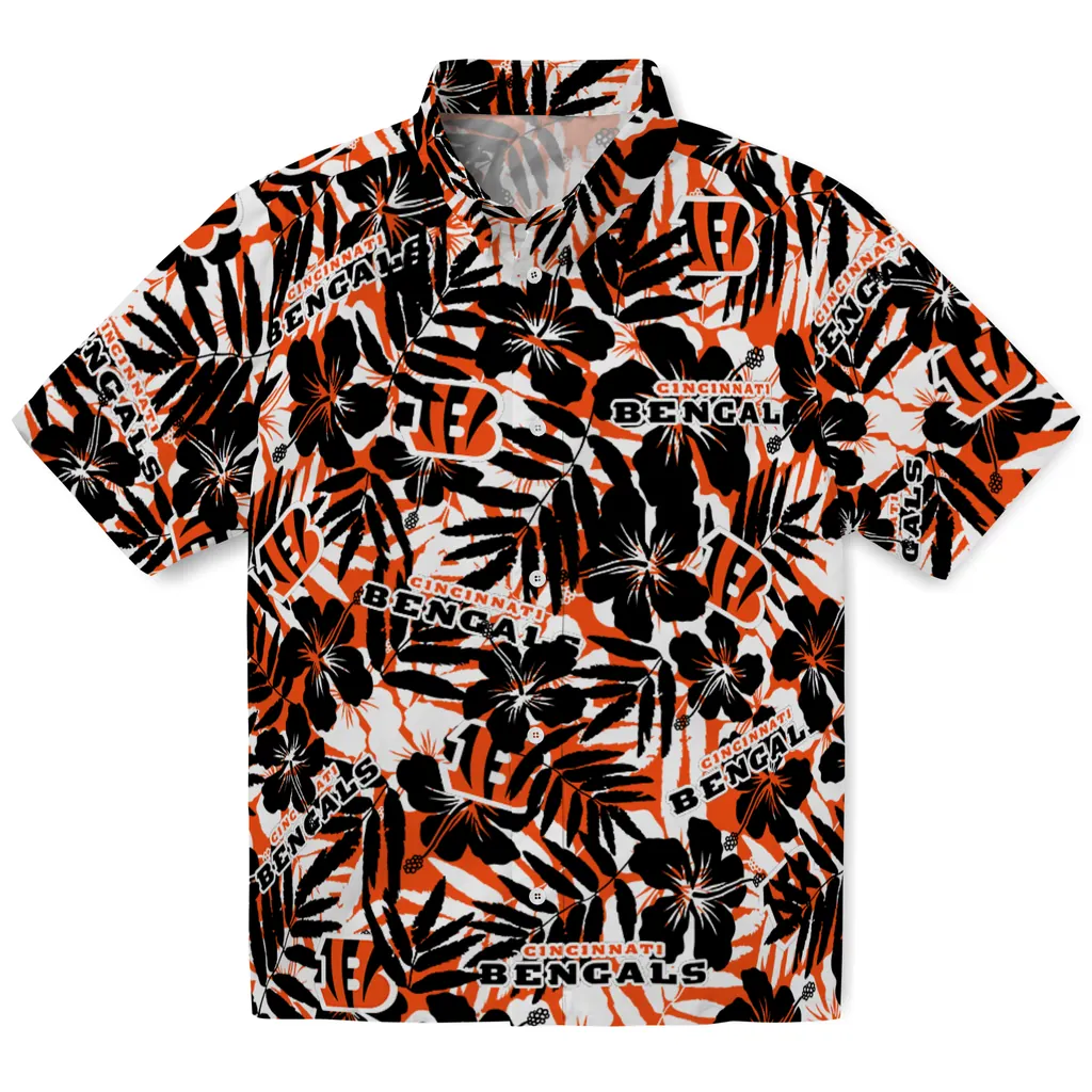 Cincinnati Bengals Hawaiian Shirt - Hibiscus Overlay cincinnati bengals hibiscus overlay hawaiian shirts best selling