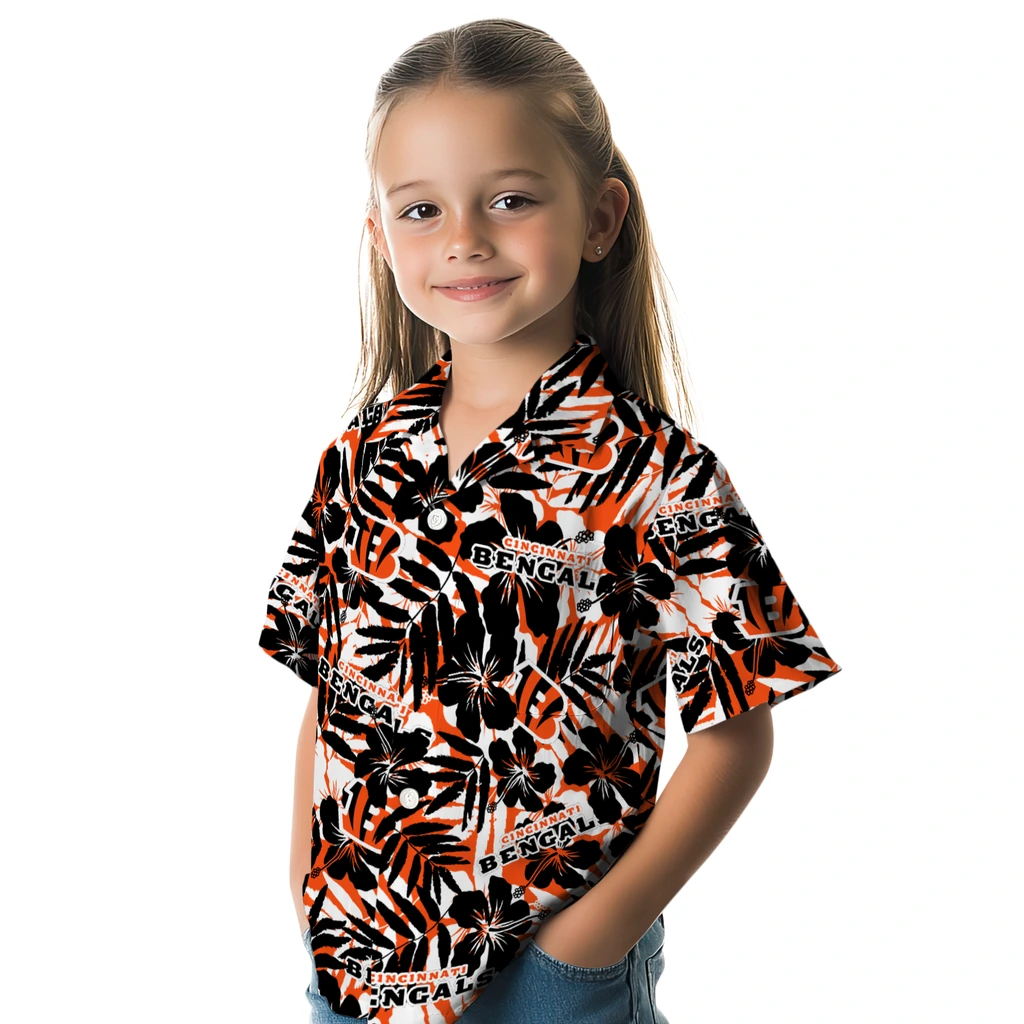 Cincinnati Bengals Hawaiian Shirt - Hibiscus Overlay cincinnati bengals hibiscus overlay hawaiian shirts premium grade