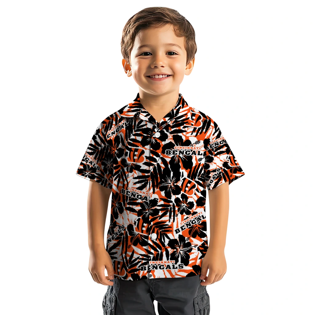 Cincinnati Bengals Hawaiian Shirt - Hibiscus Overlay cincinnati bengals hibiscus overlay hawaiian shirts top rated