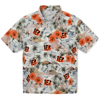cincinnati bengals hibiscus seaside white hawaiian shirts best selling