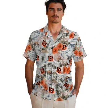 cincinnati bengals hibiscus seaside white hawaiian shirts fashion forward