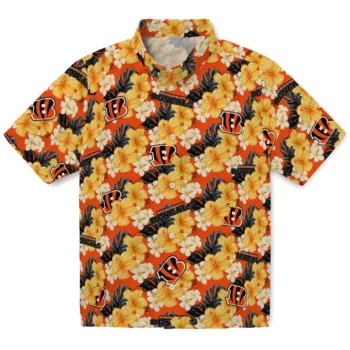 cincinnati bengals hibiscus tropics orange yellow hawaiian shirts best selling