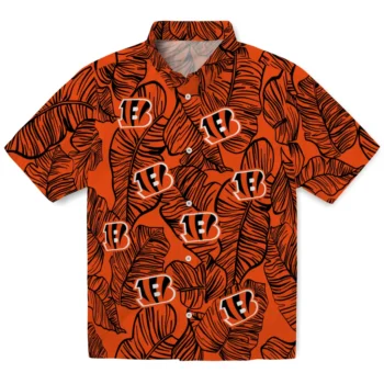 cincinnati bengals leaf outline orange hawaiian shirts best selling