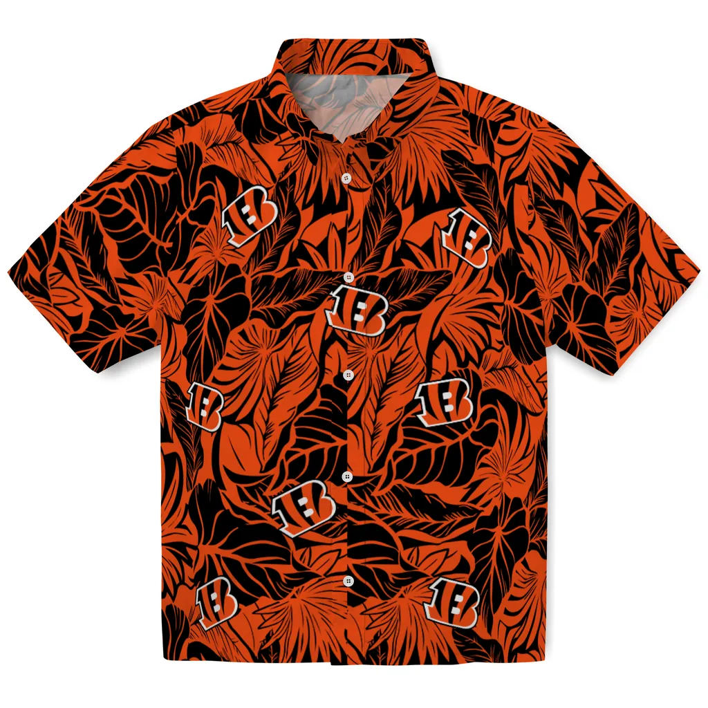 Cincinnati Bengals Hawaiian Shirt - Monstera Layer cincinnati bengals monstera layer orange hawaiian shirts best selling