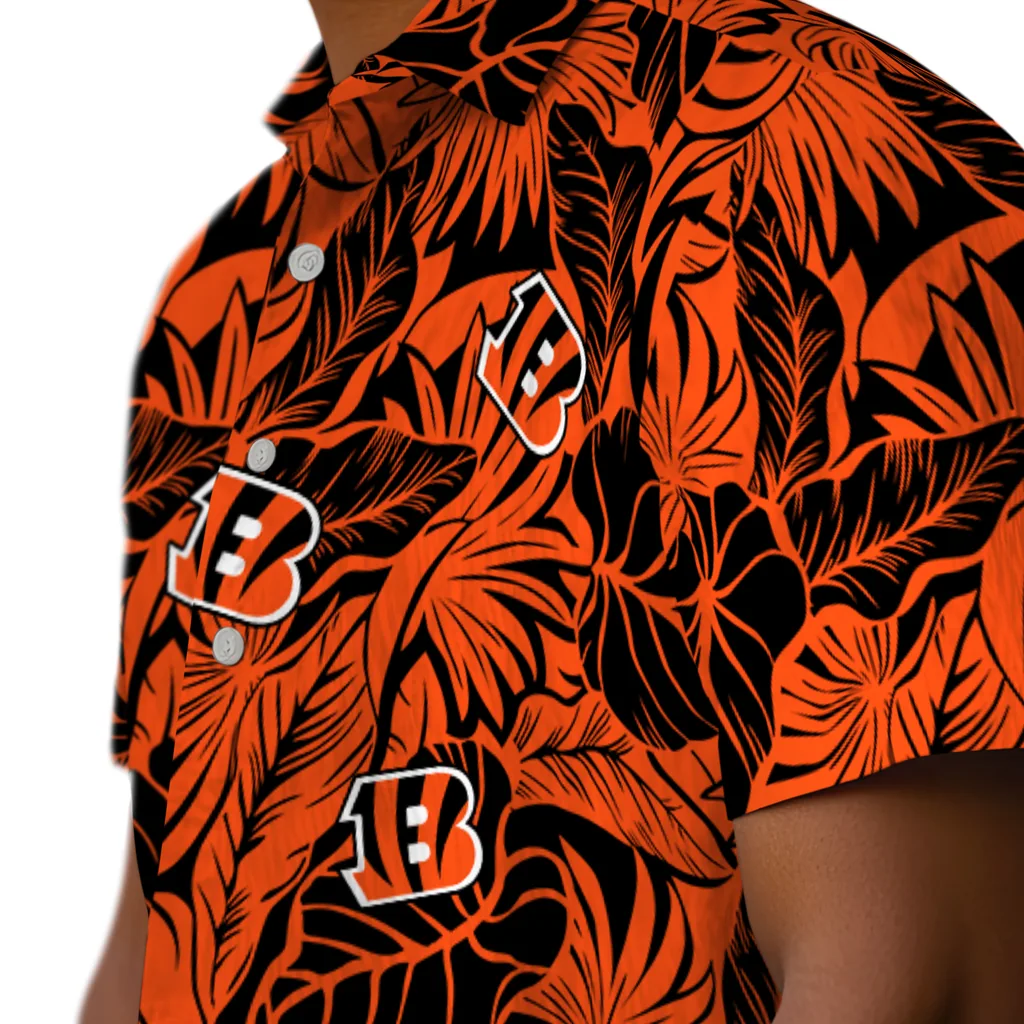 Cincinnati Bengals Hawaiian Shirt - Monstera Layer cincinnati bengals monstera layer orange hawaiian shirts trendy
