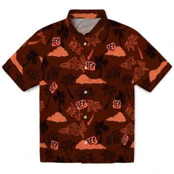cincinnati bengals palm and clouds orange hawaiian shirts best selling
