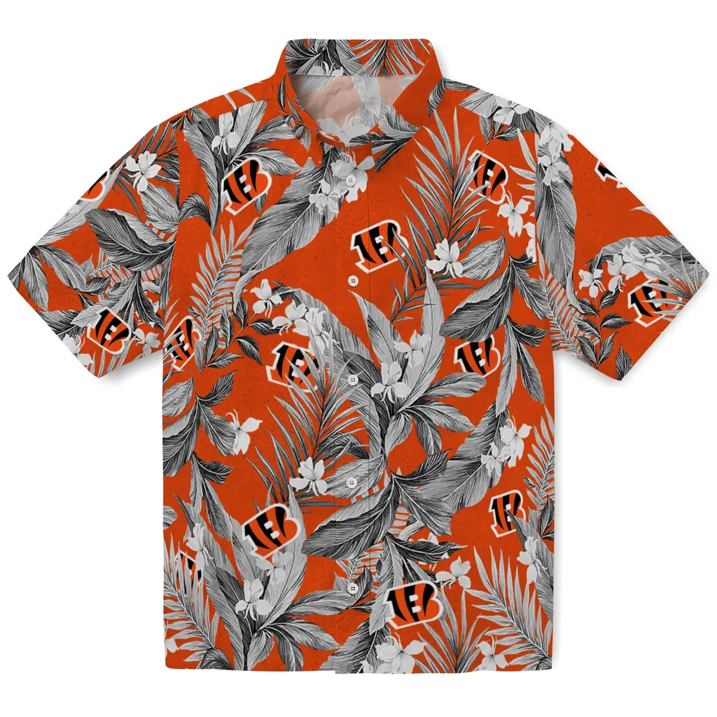 Cincinnati Bengals Hawaiian Shirt - Palm Leaves cincinnati bengals palm leaves orange hawaiian shirts best selling