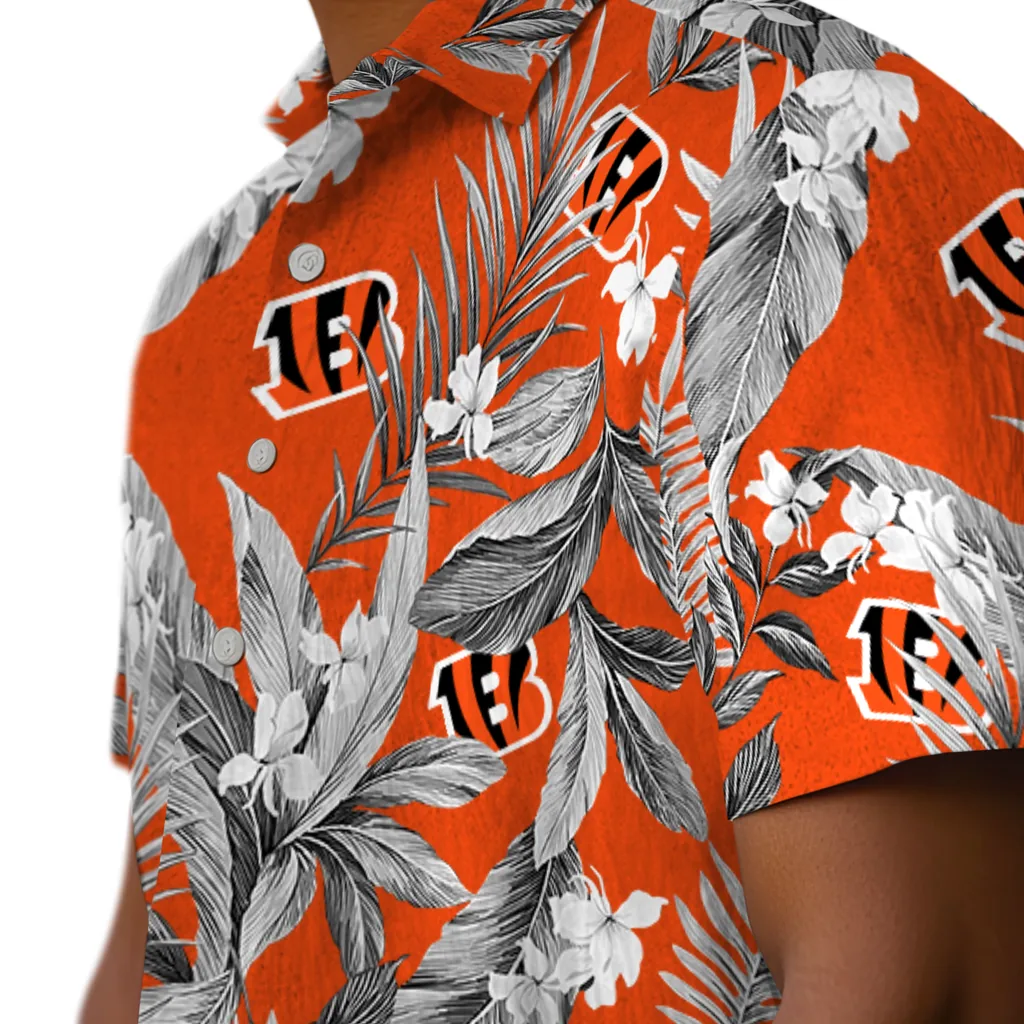 Cincinnati Bengals Hawaiian Shirt - Palm Leaves cincinnati bengals palm leaves orange hawaiian shirts trendy