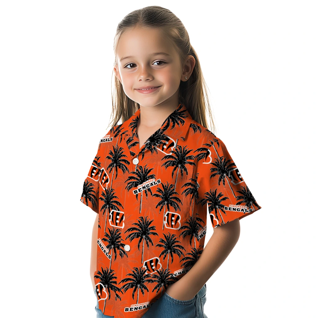 Cincinnati Bengals Hawaiian Shirt - Palm Tree Motif cincinnati bengals palm grove orange hawaiian shirts premium grade