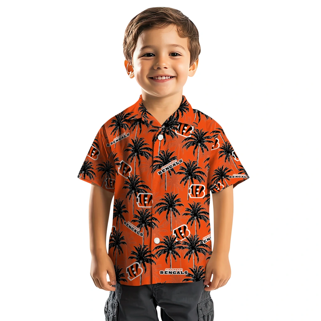 Cincinnati Bengals Hawaiian Shirt - Palm Tree Motif cincinnati bengals palm grove orange hawaiian shirts top rated