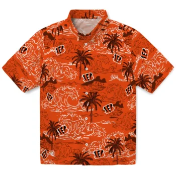 cincinnati bengals wave palm orange hawaiian shirts best selling
